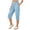 Light Blue, variant on Vivianyo HD Women's Drawstring Elastic Waist Knit Capri Sweatpants, Womens Solid Loose Straight Leg Casual Cropped Trousers, Women's Blue, Sizes S-3XL