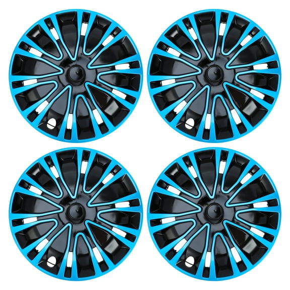 Unique Bargains 4 Pcs R14 / 14 Inch Universal Car Wheel Rim Hub Cover Wheel Hub Caps Black Blue