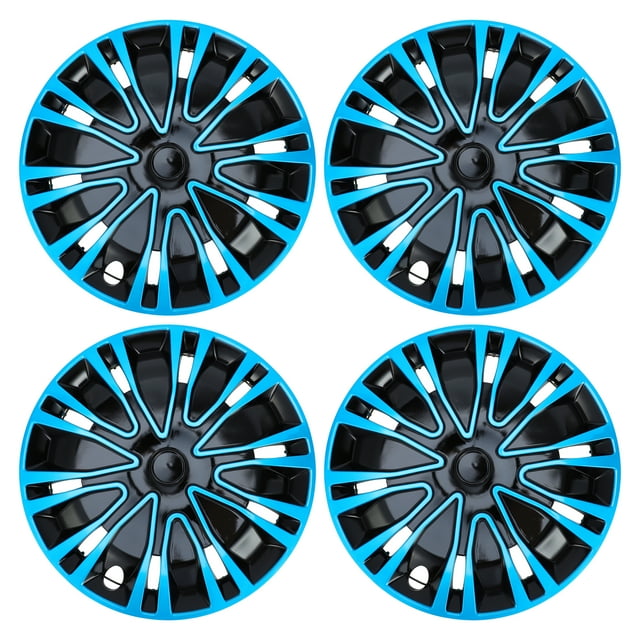 Unique Bargains 4 Pcs R15 / 15 Inch Universal Car Wheel Rim Hub Cover Wheel Hub Caps Black Blue