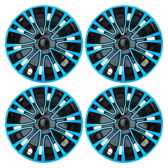 Unique Bargains 4 Pcs R15 / 15 Inch Universal Car Wheel Rim Hub Cover Wheel Hub Caps Black Blue