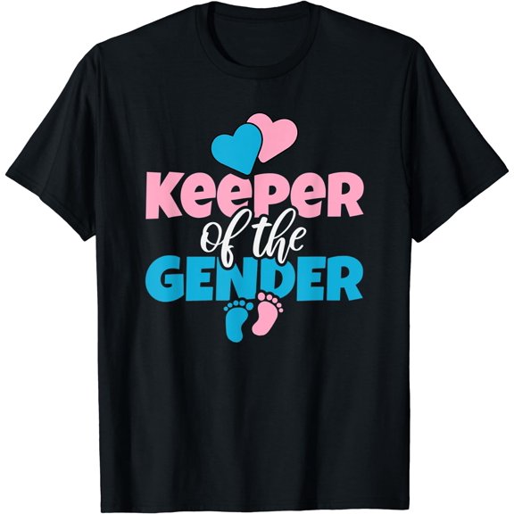 Keeper of the Gender, Gender Reveal Shirt, Cute Baby Gift T-Shirt Black Small