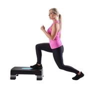 Athletic Works 3-Level Aerobic Step Deck , Adjustable to 4-6-8 Heights, Black/Gray/Blue
