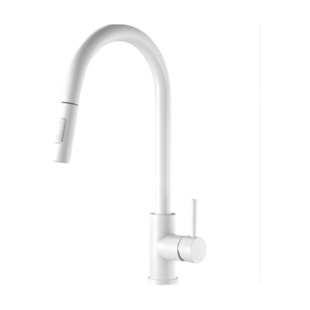 Blanco, frío, caliente, giratorio, doble función, grifo de cocina para fregadero vegetariano, extraíble. 210*50*430mm TUNC Sencillez