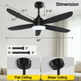 thumbnail image 3 of OUTON 42" Ceiling Fan with Lights and Remote Control, Indoor Outdoor Ceiling Fans for Bedroom, Living Room, Black Modern Fanlight, 3 of 9
