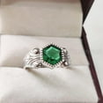 thumbnail image 4 of Hexagon Emerald Ring, 925 Sterling Silver Oxidized, Women Ring, Hydro Emerald Ring, May Birthstone, Christmas, Thanksgiving, Tiny Dainty Ring, Handmade, Statement Jewelry, Anniversary, 4 of 8
