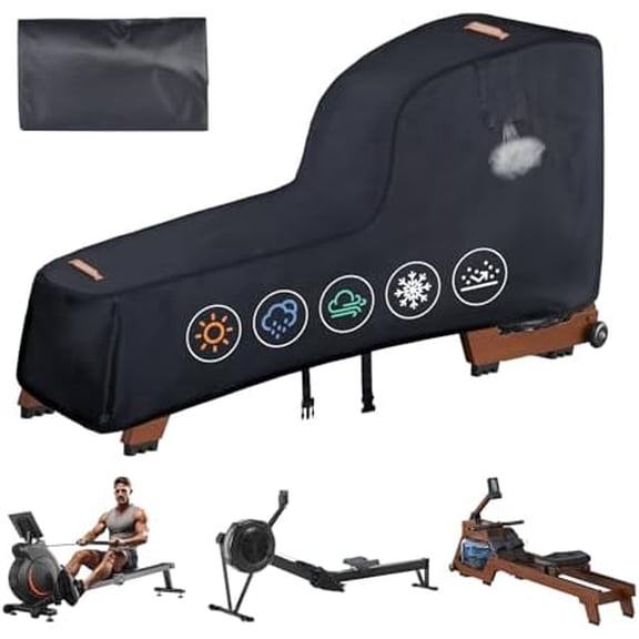 Rowing Machine Cover,420D Heavy Duty Rower Outdoor Covers,Outdoor Protective Cover for Concept 2 Fitness Equipment,with Waterproof Strip,Windproof Buckle,2 Handles,Accessories Fit for Concept 2 Rower