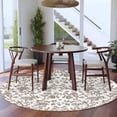 thumbnail image 4 of 8ft Round Rug, Brown Flower Non-Skid Rubber Backing Large Area Rugs - Living Room Bedroom Home Office, Vintage Farmhouse Boho Leaf Spring Plant Indoor Floor Mat Carpets Washable Rug, 4 of 9