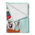 thumbnail image 2 of Pug Soft Flannel Fleece Throw Blanket, Captain Dog with Hat Mustache Jacket and Shirt Animal Funny Image, Cozy Plush for Indoor and Outdoor Use, 50" x 70", Pale Blue Navy Blue, by Ambesonne, 2 of 5