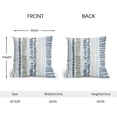 thumbnail image 4 of Blue Green Pillow Covers 18x18 Set of 2 Boho Striped Dots Print Pattern Decorative Outdoor Zipper Pillowcases Rustic Decoration Farmhouse Linen Throw Cushion Cover Decor for Home Couch Sofa Bed, 4 of 4