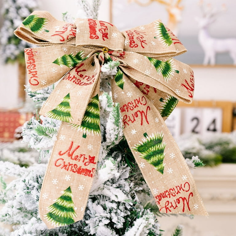 5M Burlap Ribbon for Christmas Tree Red Wired Edge Christmas Ribbon for  Gift Wrapping Ribbon Crafts