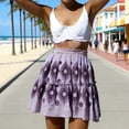 thumbnail image 6 of YueHuiYing Women's Bohemian Floral Print Mini Skirt with Tiered Ruffle Hem - A-Line Cotton Blend for Casual & Resort Wear, 6 of 9