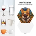 thumbnail image 4 of KLL Drink Coasters Set Hexagon of 4,PU Leather Absorbent Coasters Set Decorative Coffee Cup Coasters Housewarming Gift for Home Decor-Artistic Sunflower Corgi, 4 of 5