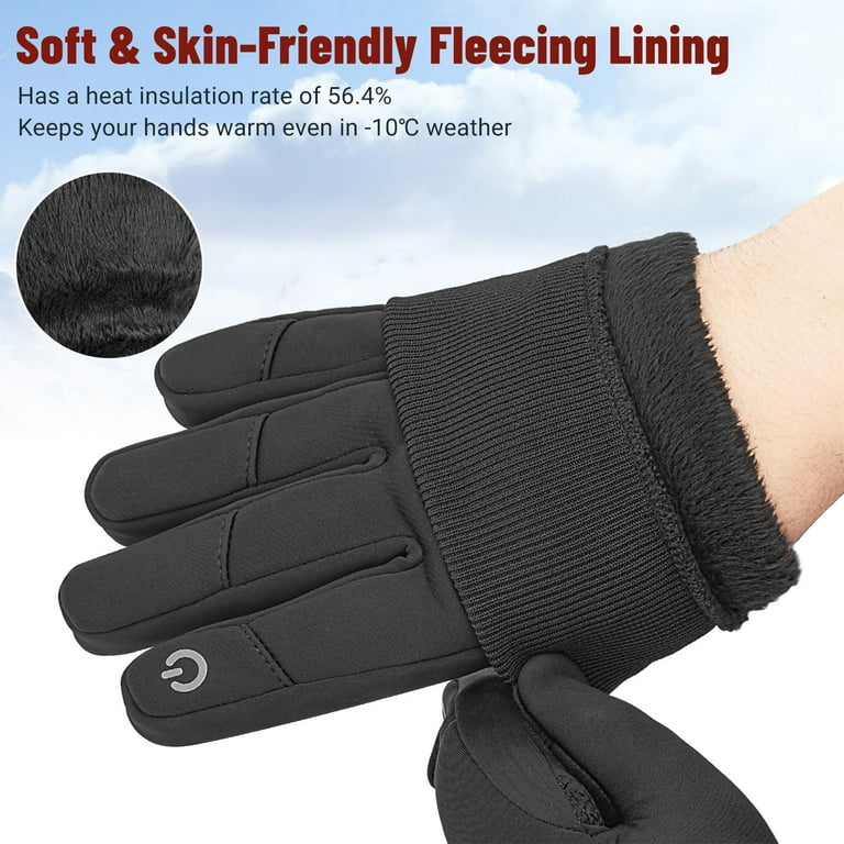 WMOSS Work Gloves Touch Screen Flex Grip Winter Gloves Warm Fleece Driving  Gloves Windproof Outdoor For Men Women,Black (Small)