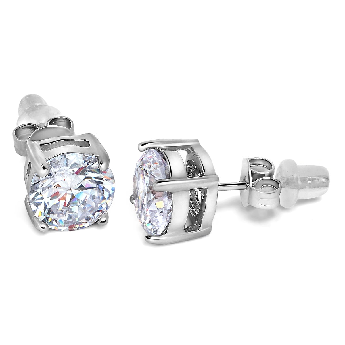 Details about   Buyless Fashion Girls Stud Earrings White Round And Black Crystal CZ 2 Pair Pack 