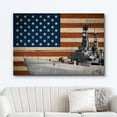 thumbnail image 2 of wall26 Canvas Print Wall Art Wood Panel Style United States Navy Ship American Flag Cultural Historic Digital Art Modern Art Decorative Global Patriotic for Living Room, Bedroom, Office - 32x48, 2 of 5