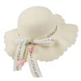 thumbnail image 2 of UTSJKR Womens Wavy Oversized Brim Straw Hat with Floral Tulip Lace Ribbon for Summer Seaside Vacation Outdoor Shoot Neighborhood Potluck Soft Elegant Accessory White, 2 of 6