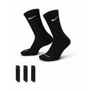 Mens Nike 3-Pack Everyday Plus Dri-FIT Cushion Crew Training Socks Color: Black Size: 8-12