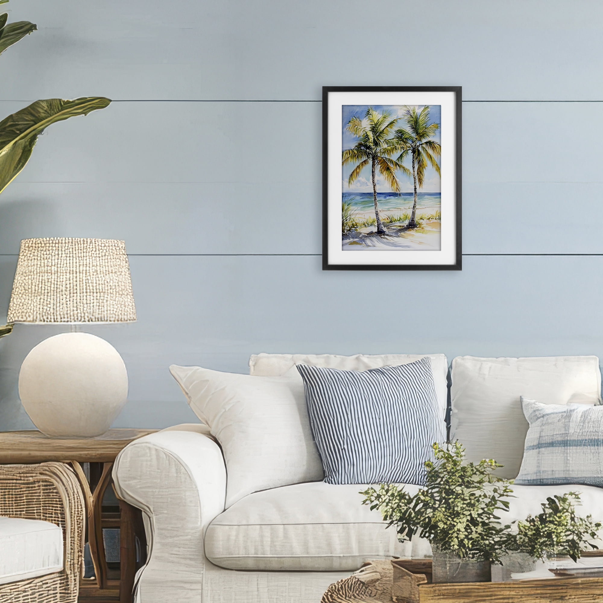 Stupell Industries Sandy Palms Duo Ocean View Black Framed Print Under Glass, design by Petal Prints Design