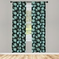 thumbnail image 3 of Ambesonne Floral Curtains, Vintage Style Budding Roses, Pair of 28"x95", Charcoal Grey Pale Teal, 3 of 5