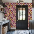 thumbnail image 3 of Peel and Stick Wallpaper Vibrant Floral Purple Pink Orange Flowers Spring Decor Wall Mural 17.7in x 9.8ft Self Adhesive Removable Wall Paper Renter Friendly Wallpaper for Nursery Bedroom Cabinets, 3 of 8