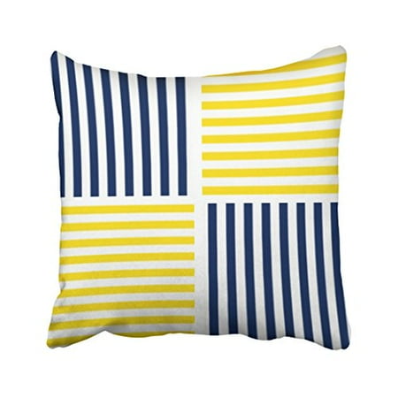 RYLABLUE Square Throw Pillow Covers Yellow And Navy Blue Nautical Stripe Pillowcases Polyester 18 X 18 Inch With Hidden Zipper Home Sofa Cushion Decorative Pillowcase Walmart