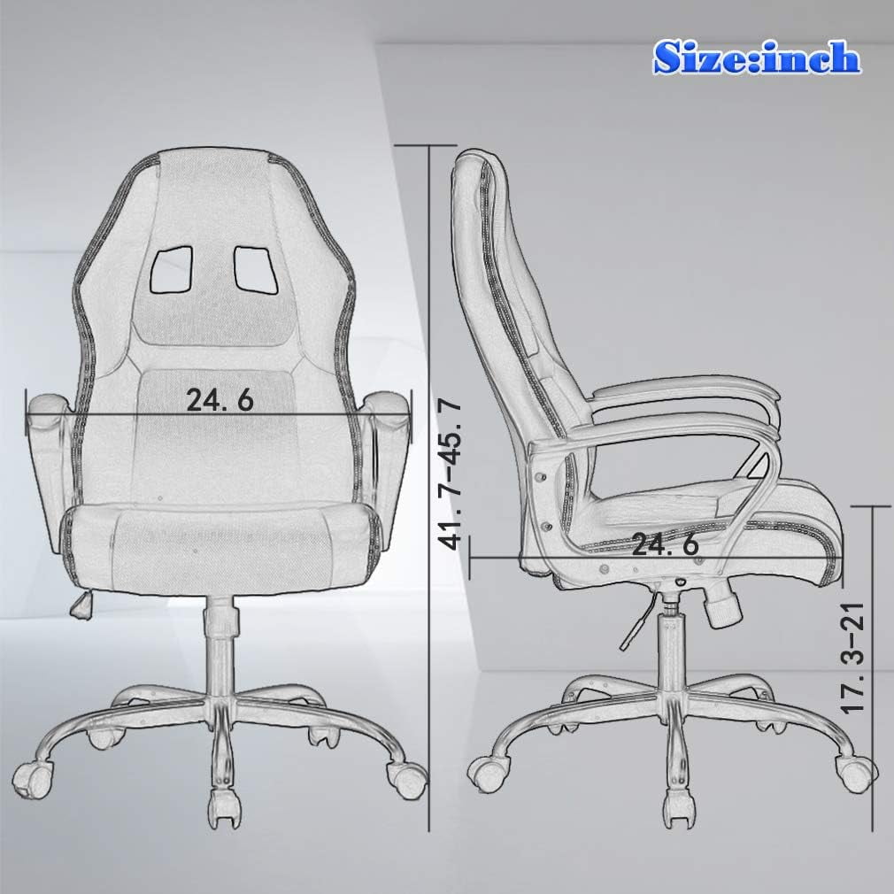BestOffice PC Gaming Chair - Ergonomic Desk Chair PU Leather w/Lumbar Support for Women, Men (Red)