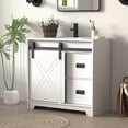thumbnail image 3 of 36 Inch Farmhouse Bathroom Vanity Set with Sink Top, Hand Painted, Sliding Barn Door, Interior Shelf, 3 of 9