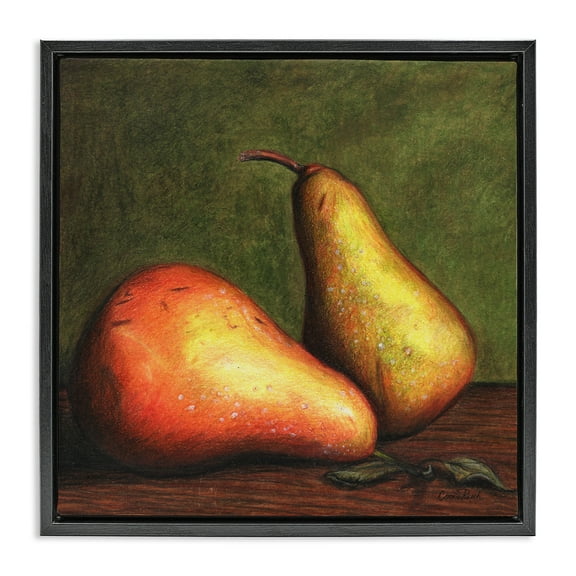 Stupell Industries Pears Still Life Food & Beverage Painting Black Floater Framed Canvas Art Print Wall Art, 18 x 18