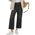 thumbnail image 2 of Women Elastic Waist Casual Wide Leg Jeans Ankle Barrel Capri Denim Pants, 2 of 7