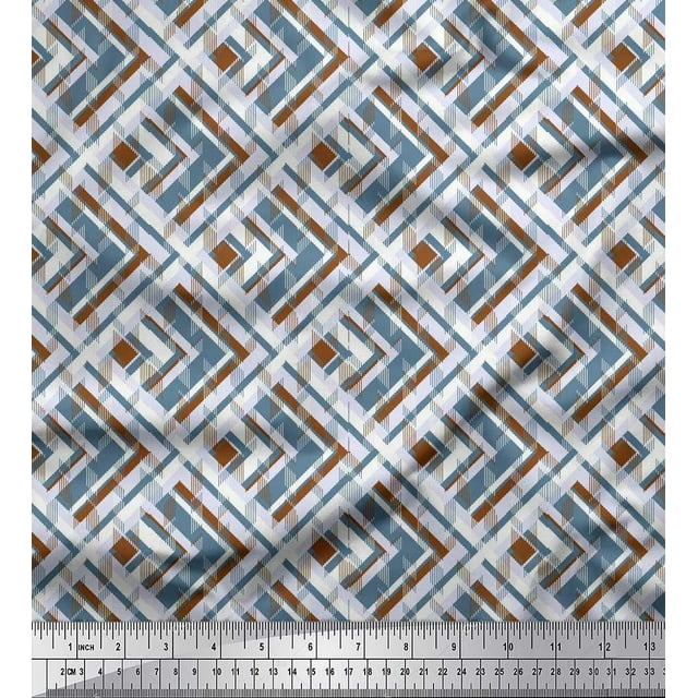 Soimoi Modal Satin Fabric Diagonal Check Print Fabric by The Yard 42 Inch Wide