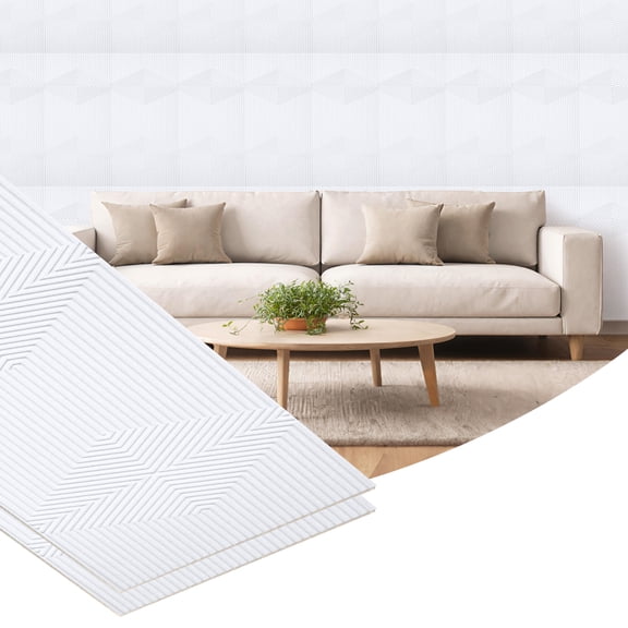 Dundee Deco 3D Peel and Stick Wall Panels, White, Set of 10, Covers 55 sq ft