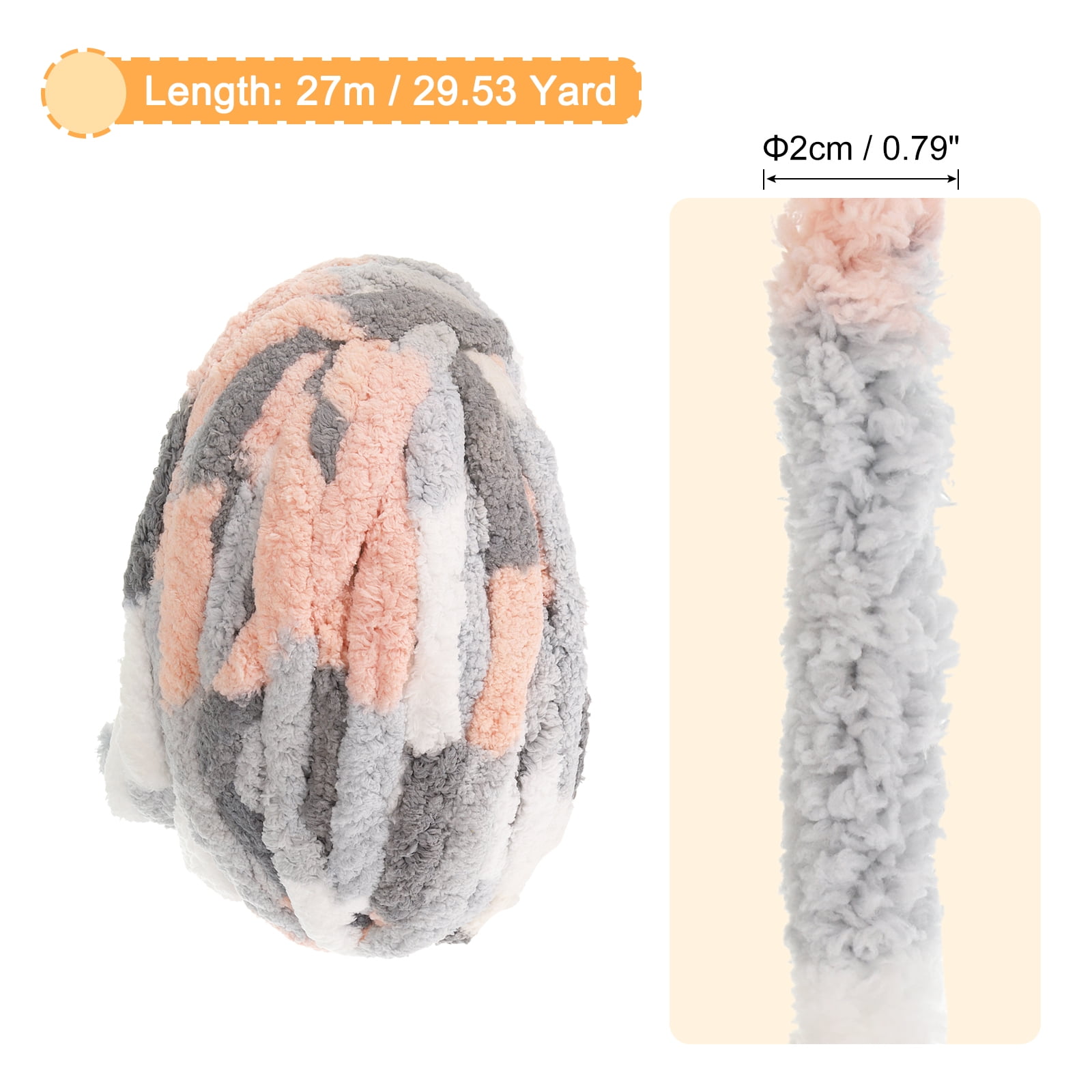 Chunky Yarn, 1Pcs Polyester Blanket Yarn, DIY Thick Chenille Yarn for Crocheting Blankets (Mixed Gray Pink)