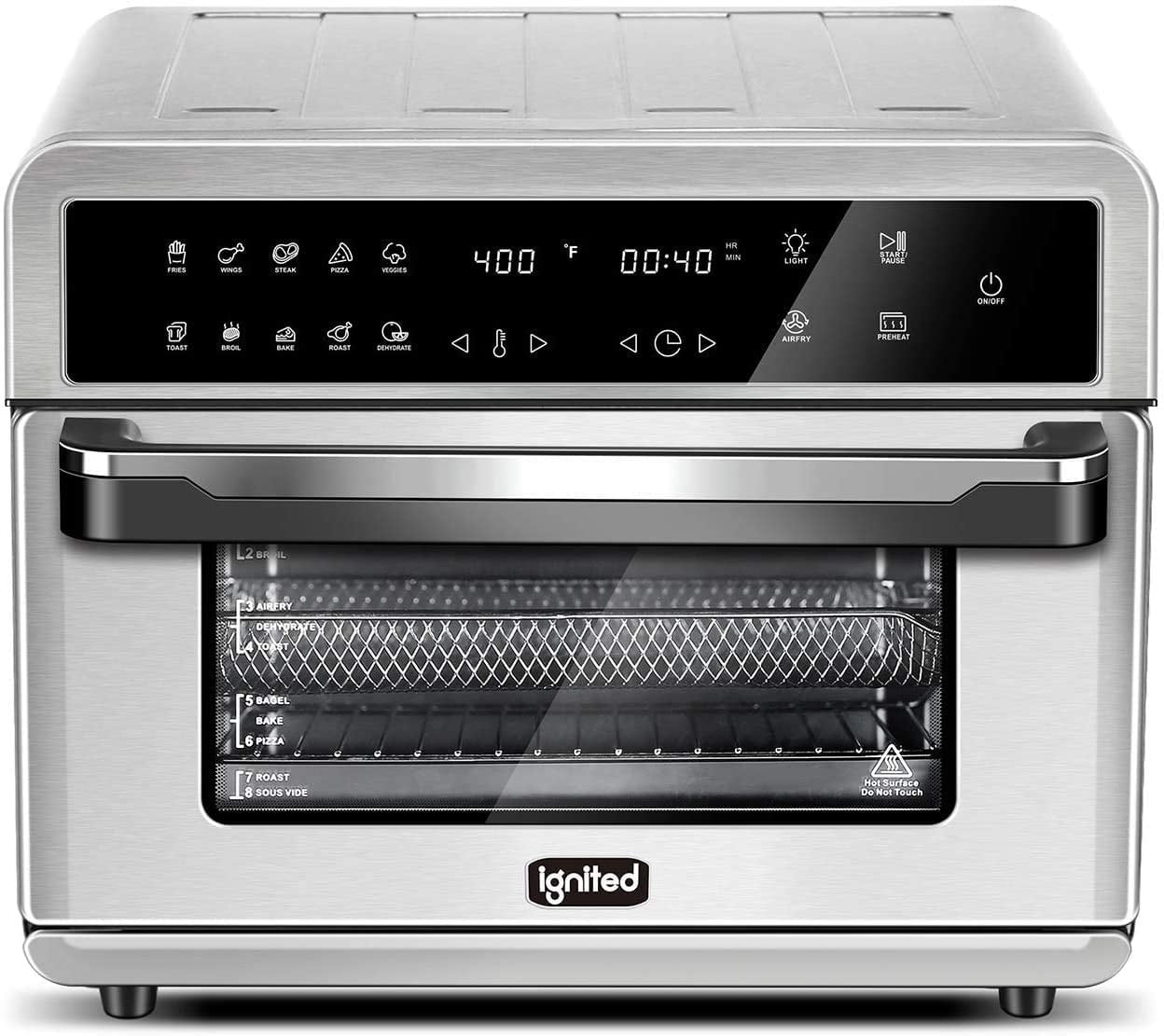 ignited Air Fryer Toaster Oven 26.4 Quarts Family Size Large Capacity