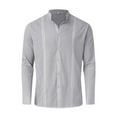 thumbnail image 3 of Men's Dress Shirts Men's Dress Shirt Regular Fit Solid Men's Casual Button Down Shirts Regular Fit Long Sleeve Stretch Shirts Tops Vacation Wedding Shirts, 3 of 5