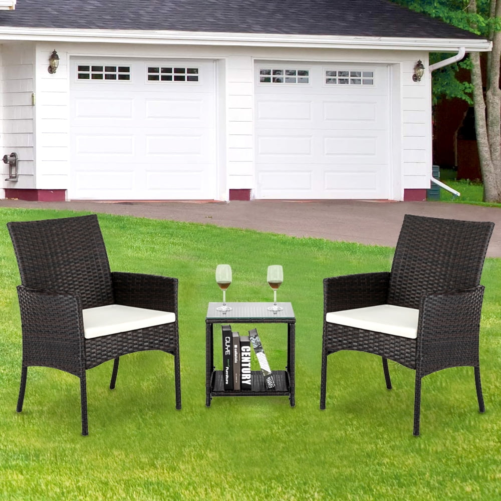 Patio Furniture Sets, 3Piece Wicker Patio Conversation Furniture Set with Two Single Sofa