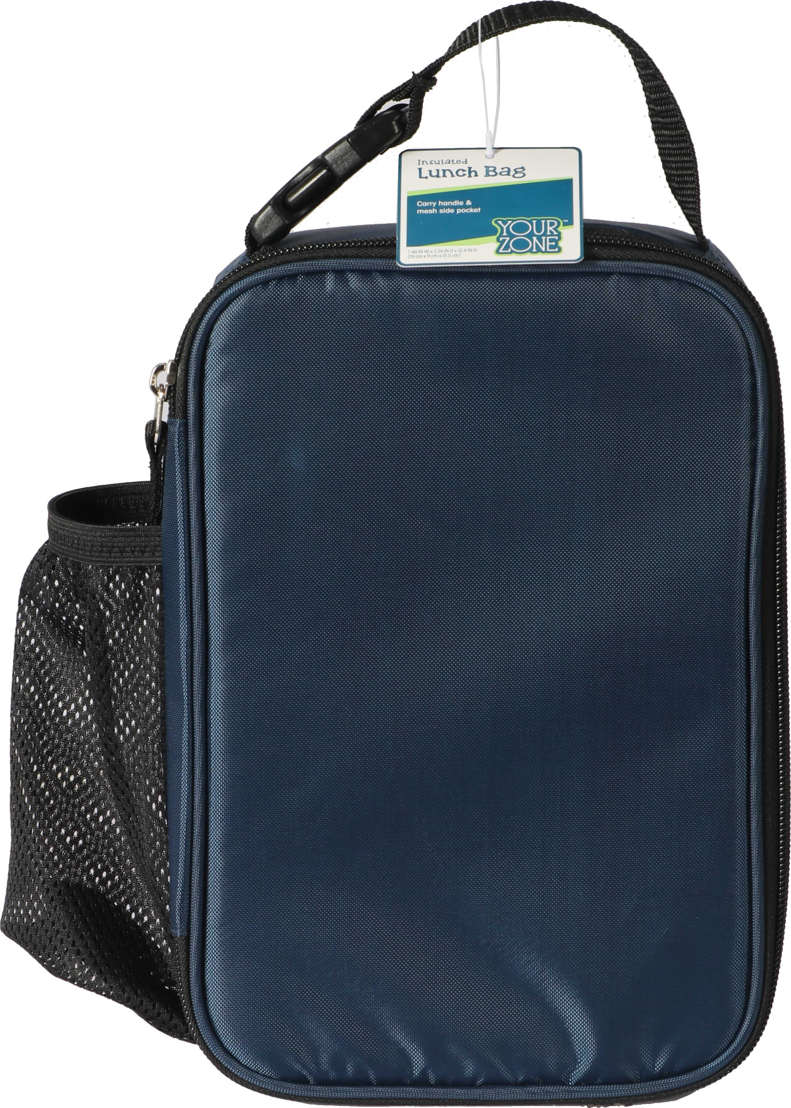 Your Zone Navy Insulated Reusable Lunch Bag, Polyester, Easy-to