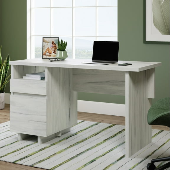Sauder Porto Palma Single Pedestal Desk, Haze Acacia Finish