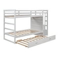 thumbnail image 6 of Twin Over Twin Bunk Bed with Trundle and Staircase, Solid Wood Bunk Bed Frame with 4 Storage Drawers and Guardrails, No Box Spring Needed, 6 of 7