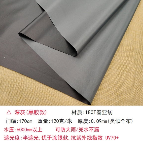 ERDOUY 39x67 Inch Waterproof Sun Protection Canvas Fabric, Black Blackout Backing Material for Indoor & Outdoor Use, Ideal for Awnings, Tents, Camping & DIY Projects, Grey