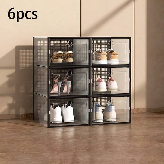 Shoe storage box, large capacity transparent plastic stackable shoe storage box, used for wardrobes, interlocking design shoe box for sports shoes, foldable shoe rack with lid