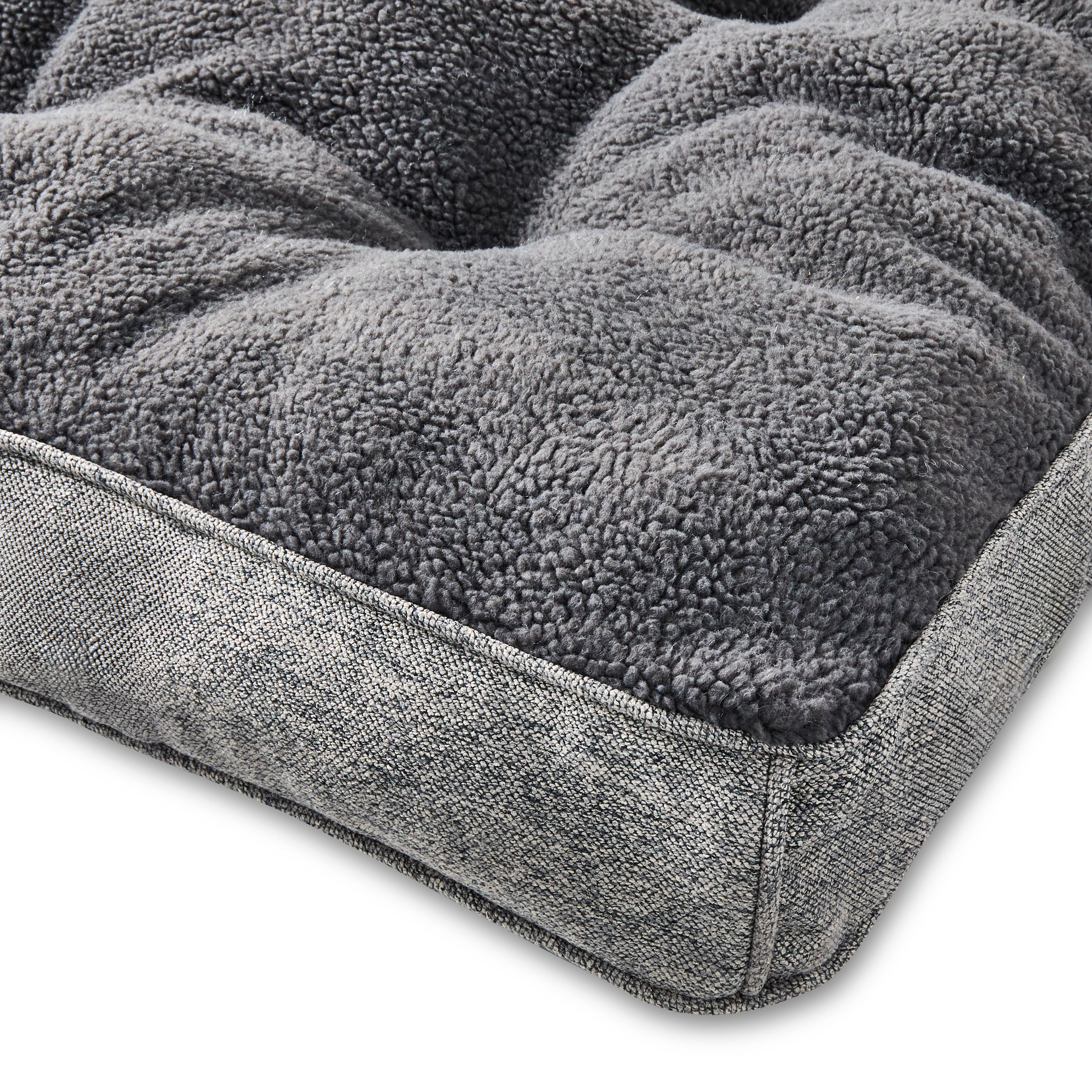 Vibrant Life Medium Tweed and Sherpa Orthopedic Pet Bed, Gray, 35" x 26"