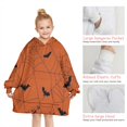 thumbnail image 6 of Halloween Spider Web and Bats Blanket Hoodies for Kids 6-13YR Oversize Wearable Blanket Hoodies for Boys Girls Teens, 6 of 7