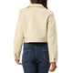 thumbnail image 3 of Chaqueta de moto recortada de ante sintético con cuello de solapa para mujer INSPIRE CHIC S Beige, 3 of 8
