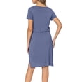 thumbnail image 2 of CALIPESSA Women Summer Solid Casual Hide Belly Drawstring Knee Length Dress, 2 of 5