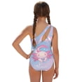 thumbnail image 2 of Jiueut Axolotl Print Girls Swimsuit with Adjustable Straps One Piece Bathing Suit with Mesh Cover Ups Swimwear 7-18Y, 2 of 7