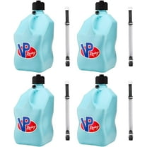 VP Racing 3632-CA, 5.5-Gallon Square Motorsport Jug Sky w/ 14" Deluxe Hose Close-Trimmed Cap and Neck for Tight Seal (4 Pack)