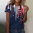 thumbnail image 2 of AGWOLF 250 Anniversary USA Patriotic Shirts for Women Short Sleeve Star Stripes Graphic Tee Crewneck Summer Tops Black S, 2 of 7