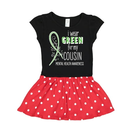 

Inktastic I Wear Green for my Cousin- Mental Health awareness Gift Toddler Girl Dress