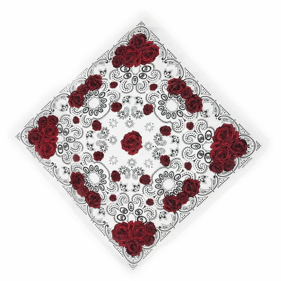 ZYHARUKO 21'' Rose Pattern Bandana Head Scarf for Women Men Square Turban Head Scarf Punk Head Wrap Headwear