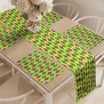 thumbnail image 2 of Ambesonne Green and Purple Table Runner & Placemats, Mardi Gras Rhombs, Placemat 4 pcs + Runner 12"x72", Yellow Violet and Green, 2 of 2